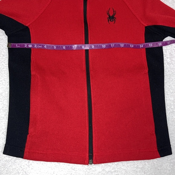 Spyder boys lightweight Full Zip Jacket racing red black small 7/8 - Picture 3 of 9